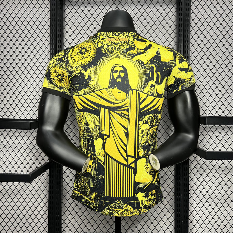 CAMISOLA BRASIL ESPECIAL EDITION JESUS CRISTO REDENTOR 2024 homem (VERSÃO JOGADOR) - AMARELO