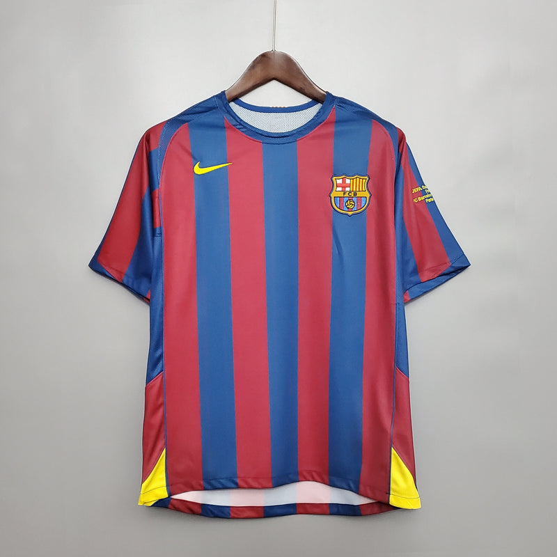 CAMISOLA BARCELONA I 2006 UEFA homem (RETRO)